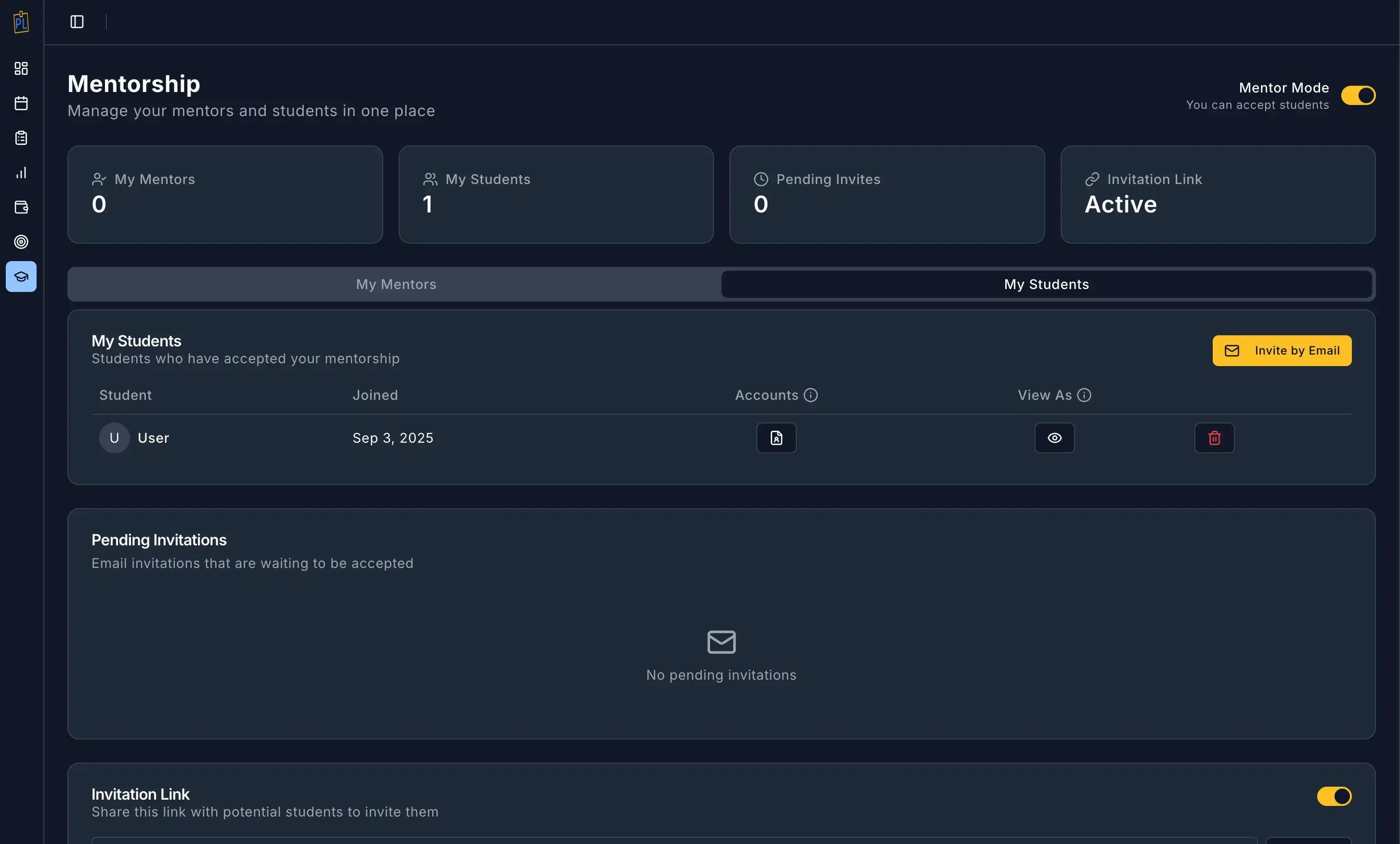 Mentorship Platform Interface
