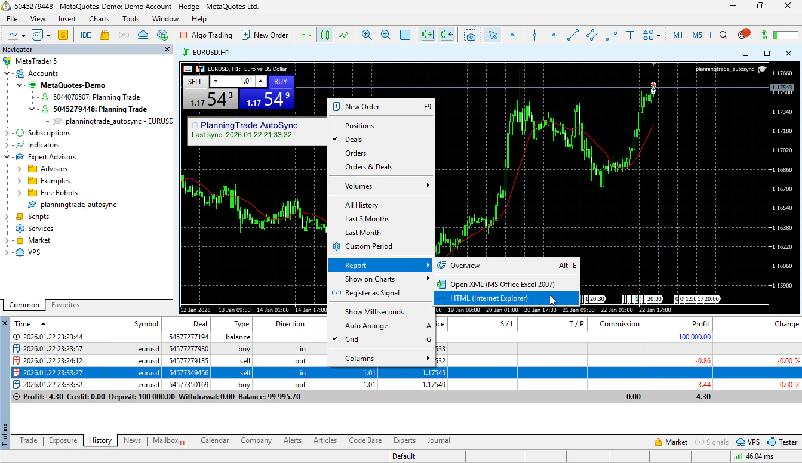 Export MT5 history